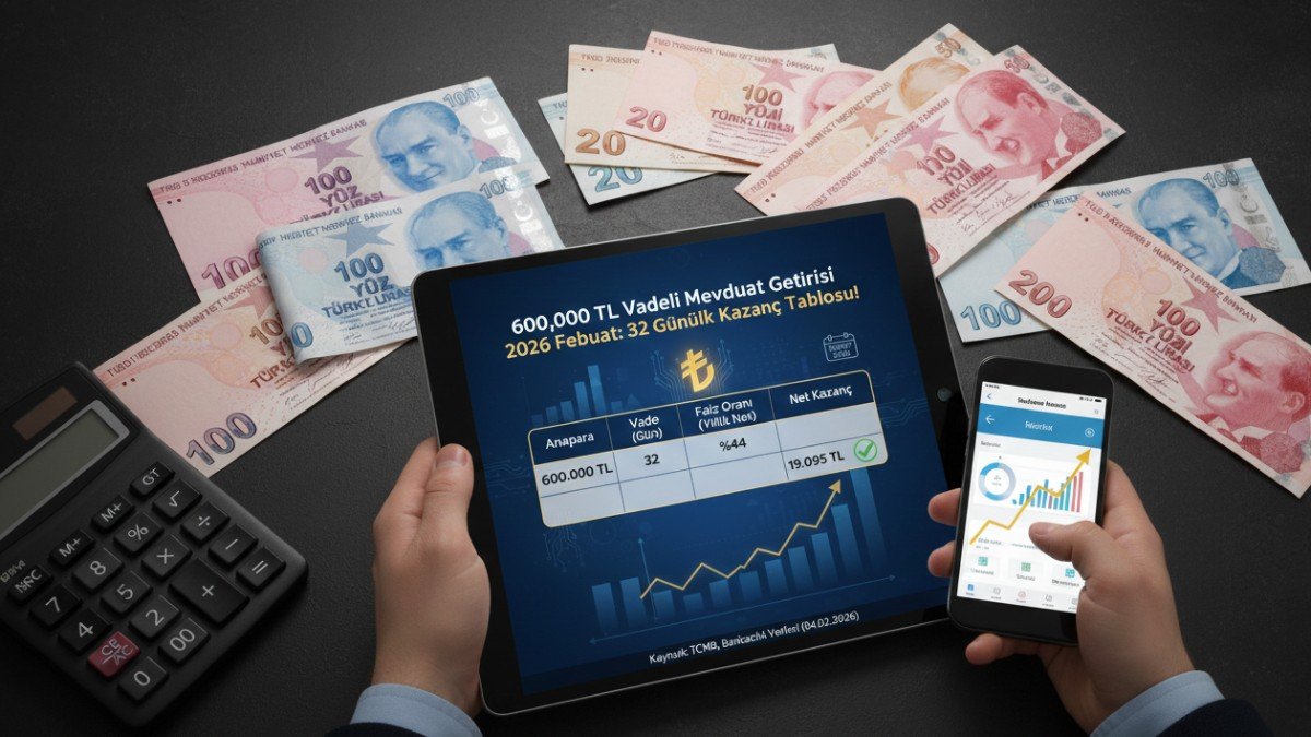 600.000 TL’nin Vadeli Mevduat Getirisi 2026 Şubat: 32 Günlük Kazanç Tablosu Netleşti!